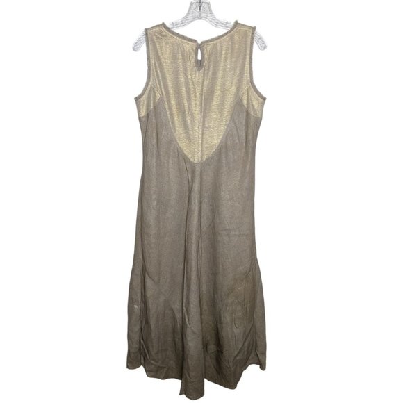 ab Nahlik sleeveless metallic shimmer beige and light gold sleeveless dress M 40 - Picture 4 of 12